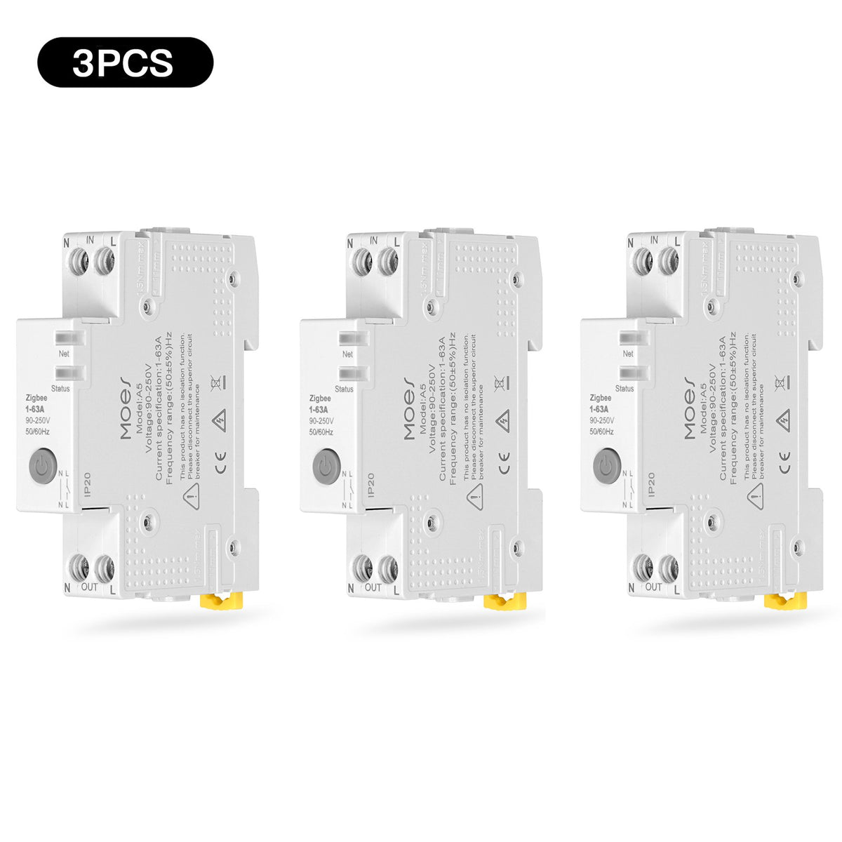 MOES Tuya ZigBee Smart Circuit Breaker 63A Electricity Monitor V0 Fireproof Remote APP Control with Alexa