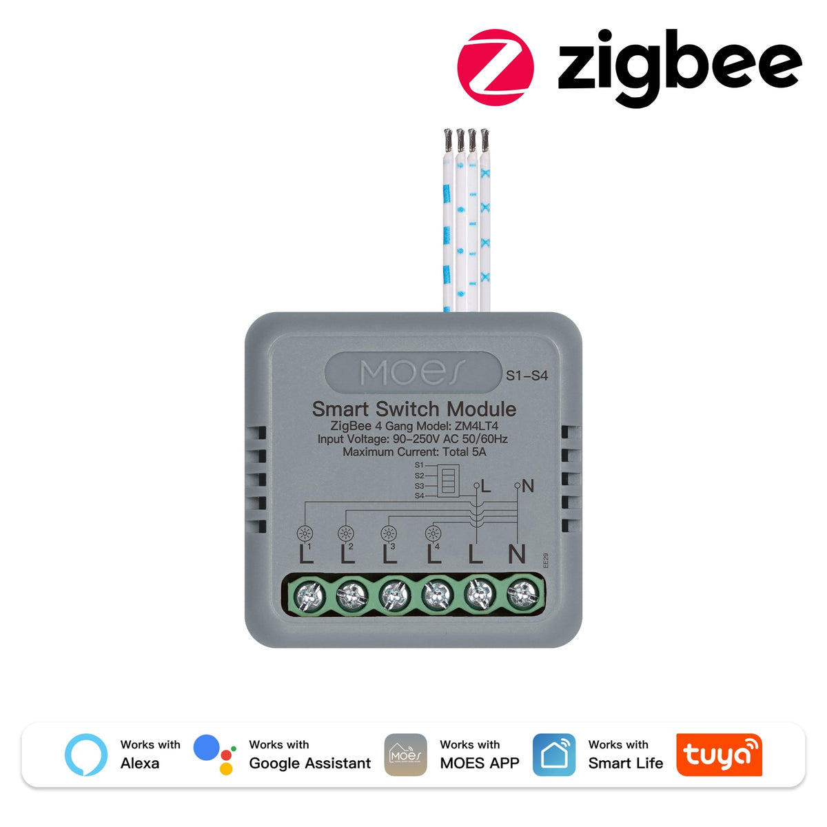 ZigBee Mini DIY Smart Light Switch Module Relay Timer 1/2/3/4 Gang