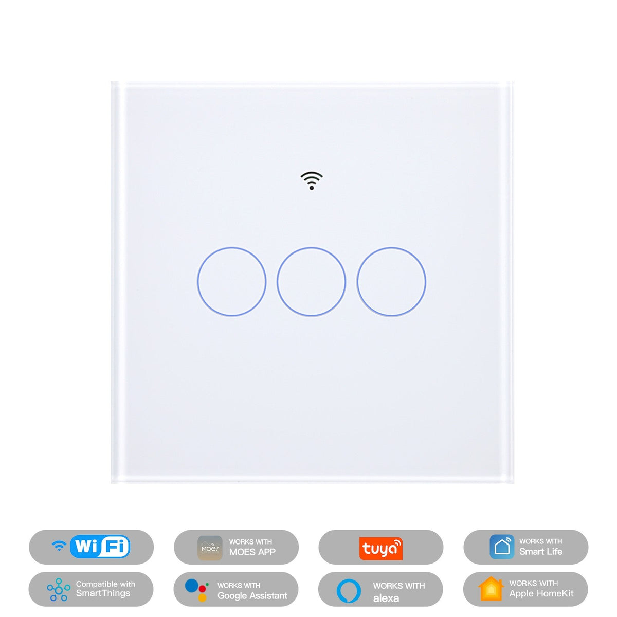 Matter WiFi Smart Light Switch Glass Panel Neutral Wire Required EU Standard