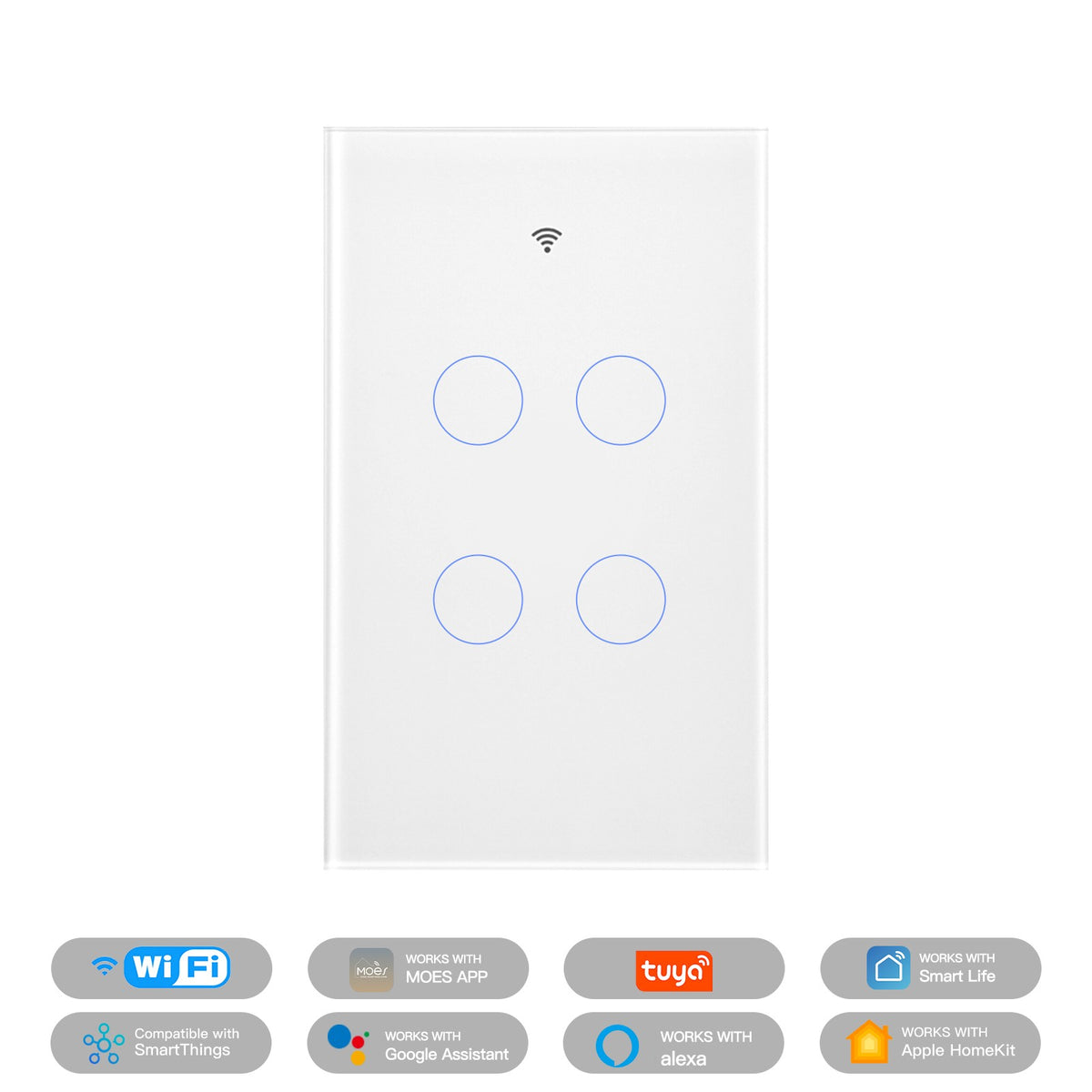 Matter WiFi Smart Light Switch Glass Panel Neutral Wire Required US Standard