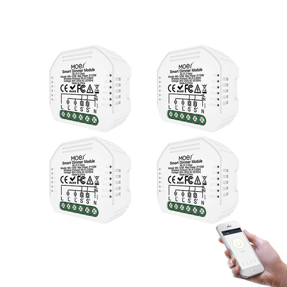 WiFi 2 Gang Dimmer Switch Module DIY Smart Light LED Dimmable Interruptor Relay - MOES