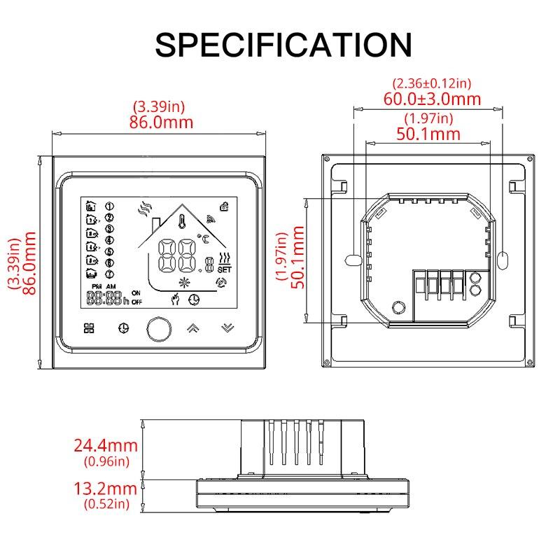 WiFi Central Air Conditioner Thermostat Temperature Controller 2 Pipe 4 Pipe 3 Speed Fan Coil Unit Work with Alexa Google Home - Moes