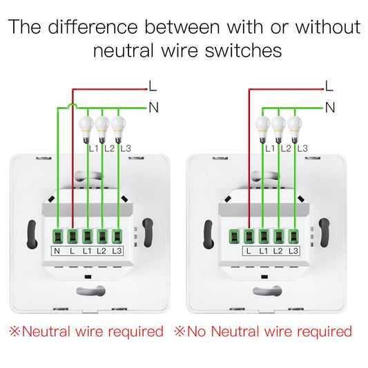 WiFi Smart Light Push Button Switch Neutral Wire Optional Capacitor required 220-240V EU - MOES