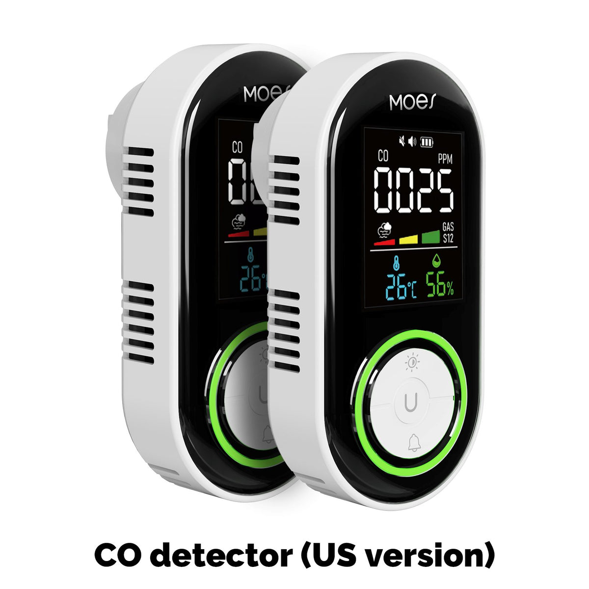 2nd Gen Plug-in Carbon Monoxide Detector with LED Display, Battery Backup 3-in-1 CO Sensor US Plug(Non-Smart)