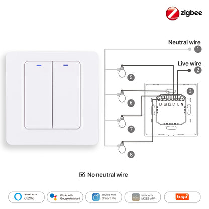 MOES ZigBee Smart Light Switch, Neutral & No-Neutral Wire Alexa & Google Home Compatible EU  Version