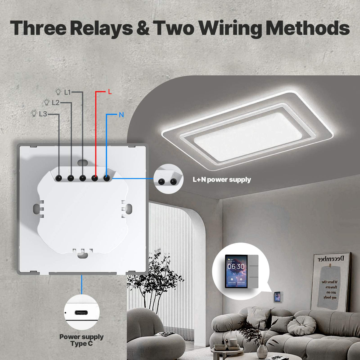 Tuya WiFi 3.5-inch Smart Center Touch Control Panel 3 Relays Physical Buttons Ble Sigmesh Hub Built-in Neutral Wire Required