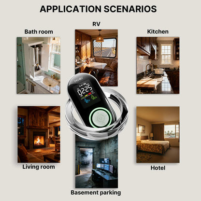 5-in-1 Plug-in CO Gas & Smoke Detector with LCD Temp Humidity Monitor, US Plug, Battery Backup(Non-Smart)
