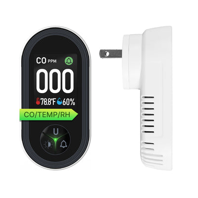 Carbon Monoxide Detector Plug-in 3-in-1 Display with Temperature Humidity Sensor Built-in CO Monitor Alarm Sound Warning(Non-Smart)