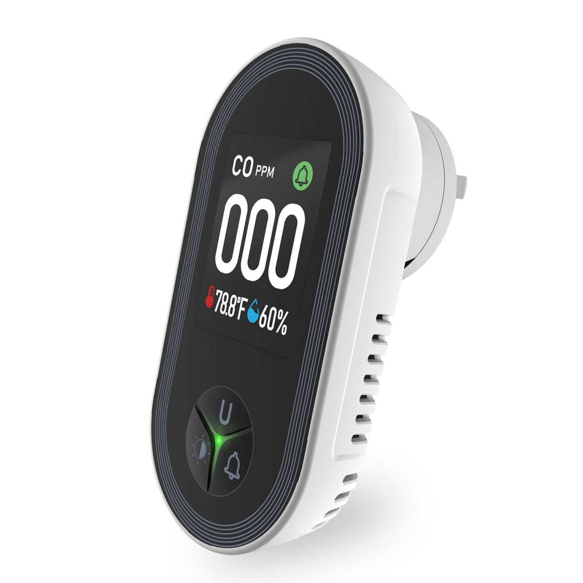 Carbon Monoxide Detector Plug-in 3-in-1 Display with Temperature Humidity Sensor Built-in CO Monitor Alarm Sound Warning(Non-Smart)