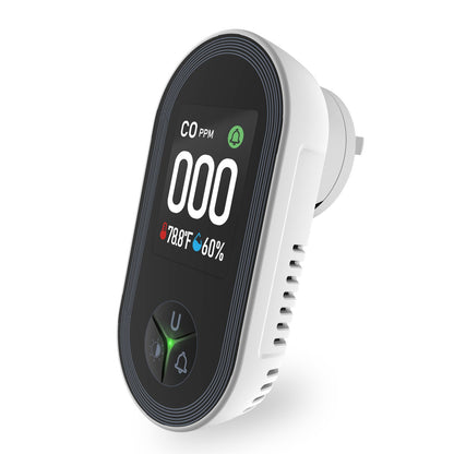 Carbon Monoxide Detector Plug-in 3-in-1 Display with Temperature Humidity Sensor Built-in CO Monitor Alarm Sound Warning(Non-Smart)