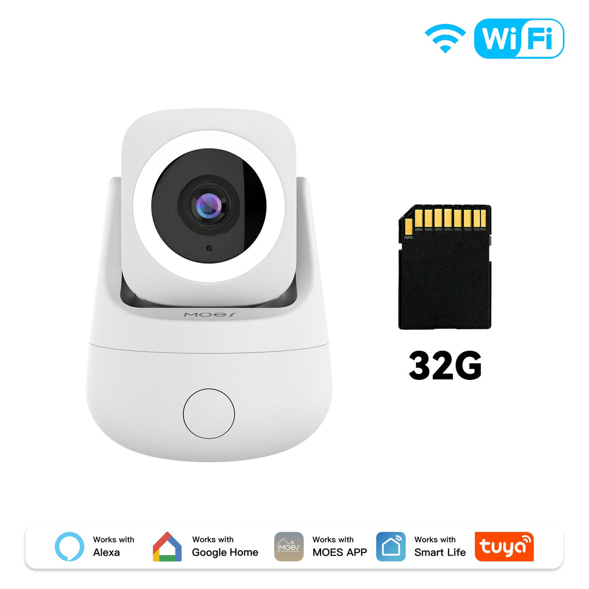 Smart WiFi Camera Indoor 3MP HD Home Monitoring Surveillace Work with Alexa Google Home