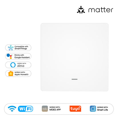 Matter WiFi Smart Push Button Light Switch App Control Neutral Wire Required EU Version