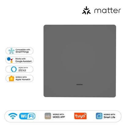 Matter WiFi Smart Push Button Light Switch App Control Neutral Wire Required EU Version