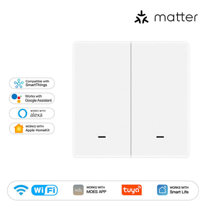 Matter WiFi Smart Push Button Light Switch App Control Neutral Wire Required EU Version