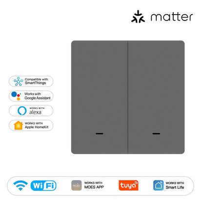 Matter WiFi Smart Push Button Light Switch App Control Neutral Wire Required EU Version