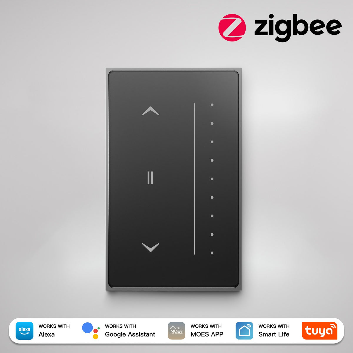 Zigbee Smart Curtain Switch Star Feather Series Anti-Glare Touch Panel Flowing Backlight US Version