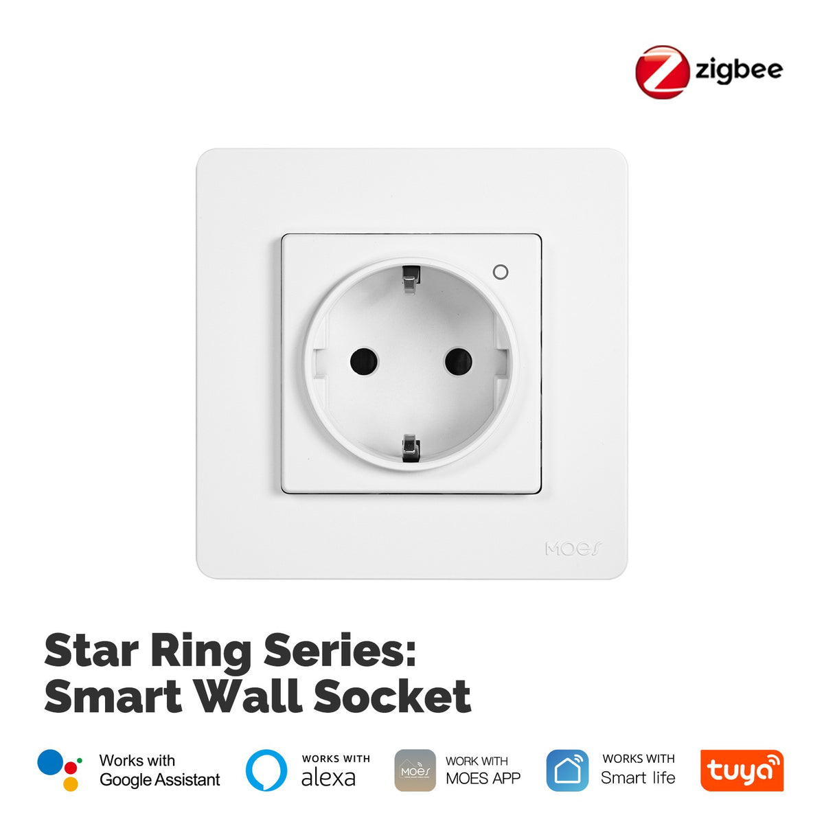 Enchufe inteligente Star Ring ZigBee con monitor de energía para pared de la UE