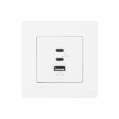 Star Ring 30W/65W Fast Charging PD3.0 Wall Electrical Outlet Charger GaN Socket 3 Ports Type C USB A