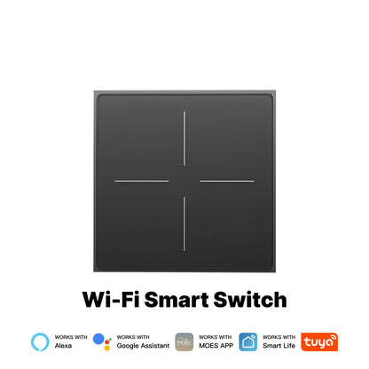 Star Feather Series WiFi Smart Switch Push Button With Neutral Wire Light Scene 2in1 Switch EU Version