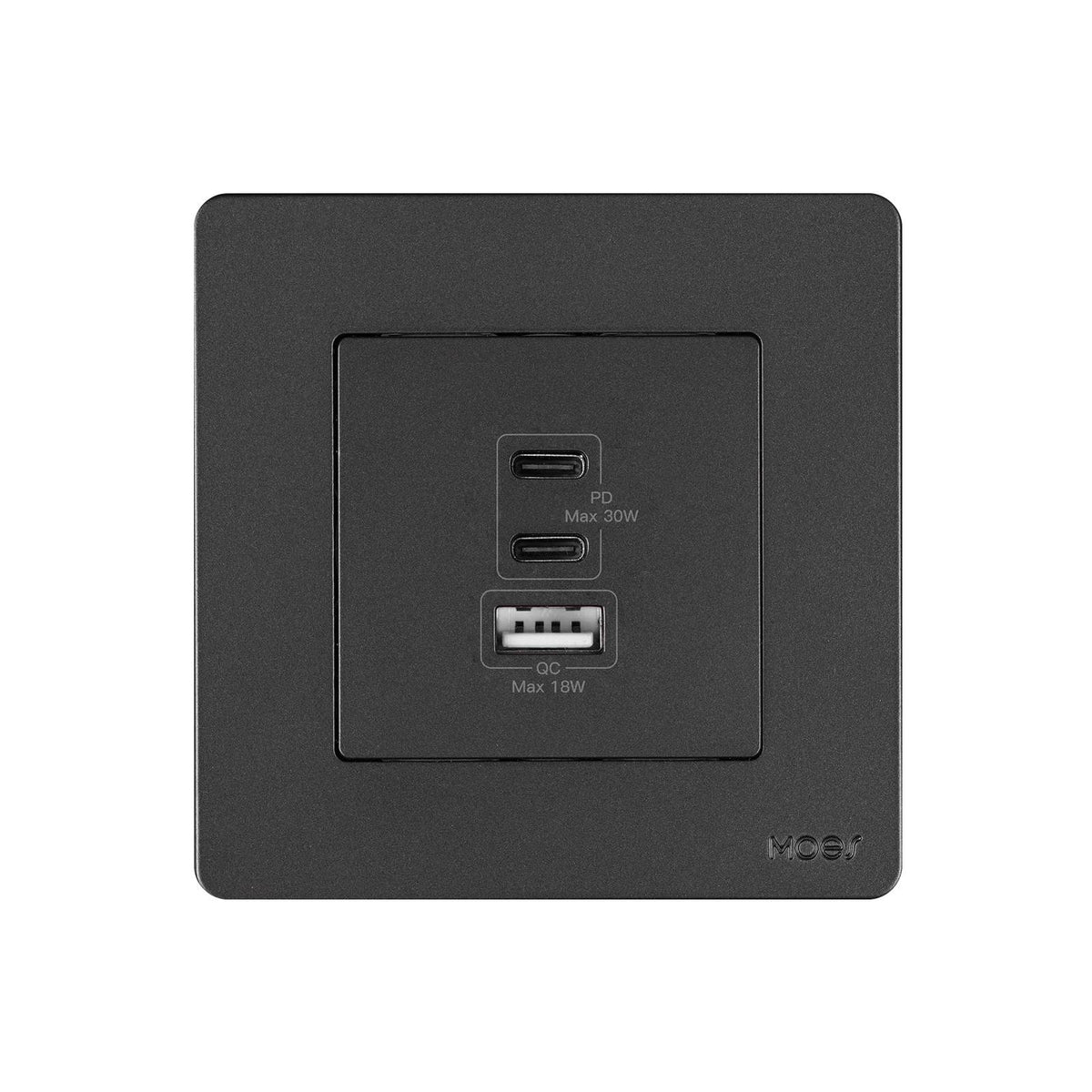 Star Ring 30W/65W Fast Charging PD3.0 Wall Electrical Outlet Charger GaN Socket 3 Ports Type C USB A