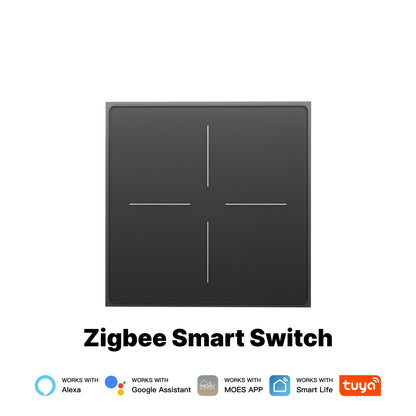 Star Feather Series ZigBee Smart Switch Push Button With Neutral Wire Light Scene 2in1 Switch EU Version