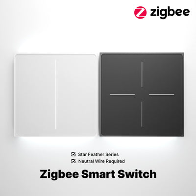 Star Feather Series ZigBee Smart Switch Push Button With Neutral Wire Light Scene 2in1 Switch EU Version