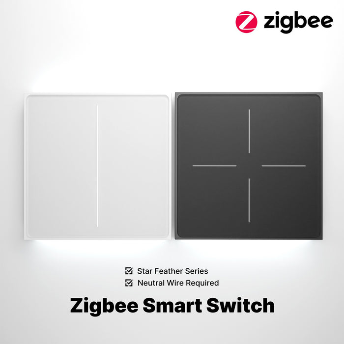 Stern Feder Serie ZigBee Smart Switch Push Button Mit Neutral Licht Szene 2in1 Schalter EU Version