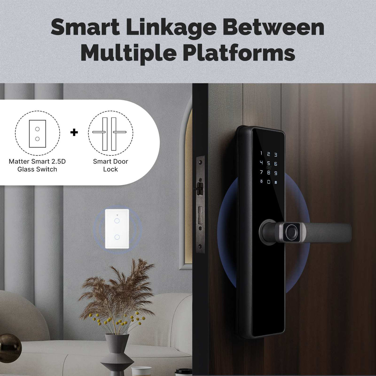 Tuya Matter WiFi Smart Light Switch 2.5D Glass Panel Neutral Wire Required US Version