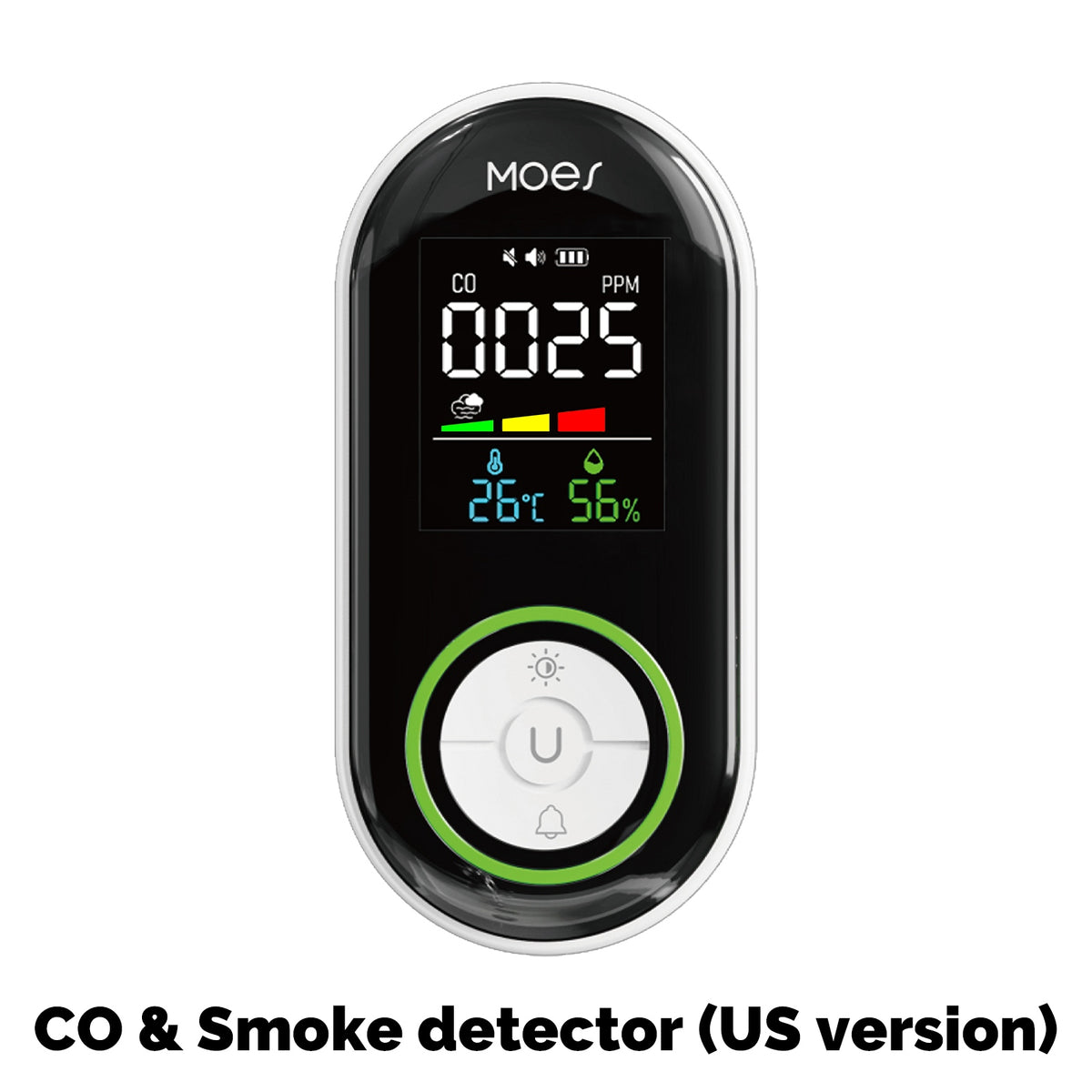 2nd Gen 4-in-1 Plug-in Smoke & Carbon Monoxide Detector with Battery Backup, Temp Humidity LCD Display US Plug(Non-Smart)