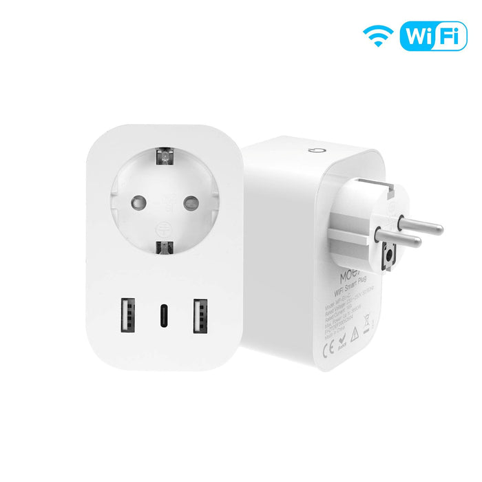 WiFi Smart Plug 16A EU Steckdose 2USB 1Type-C Schnellladestrom Strommonitor