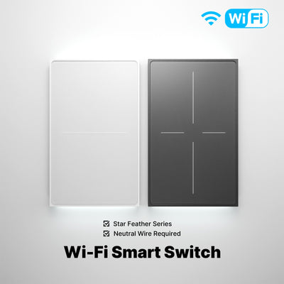 WiFi Star Feather Series Smart Switch Push Button With Neutral Wire Light Scene 2in1 Switch US Version