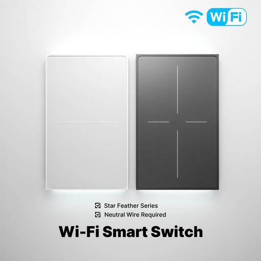 WiFi Star Feather Series Smart Switch Push Button With Neutral Wire Light Scene 2in1 Switch US Version