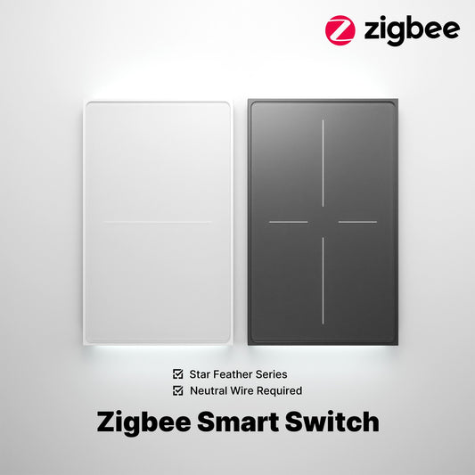 ZigBee Star Feather Series Smart Switch Push Button With Neutral Wire Light Scene 2in1 Switch US Version
