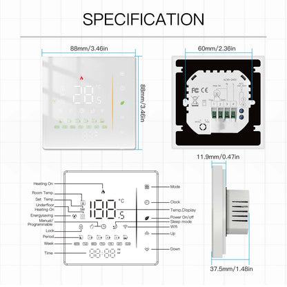 Tuya Zigbee Smart Thermostat Gas/Water Heater, Room Thermostat Digital Programmable