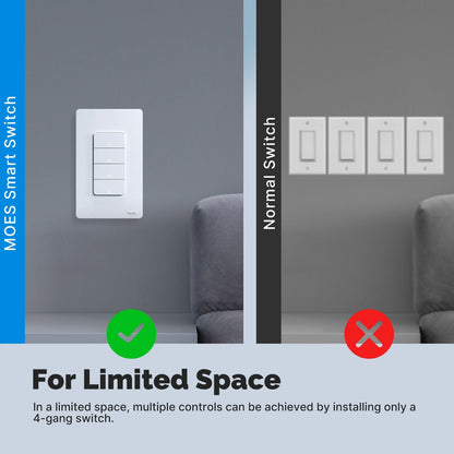 Matter WiFi Smart Light Button Switch App Control Neutral Wire Required US Standard