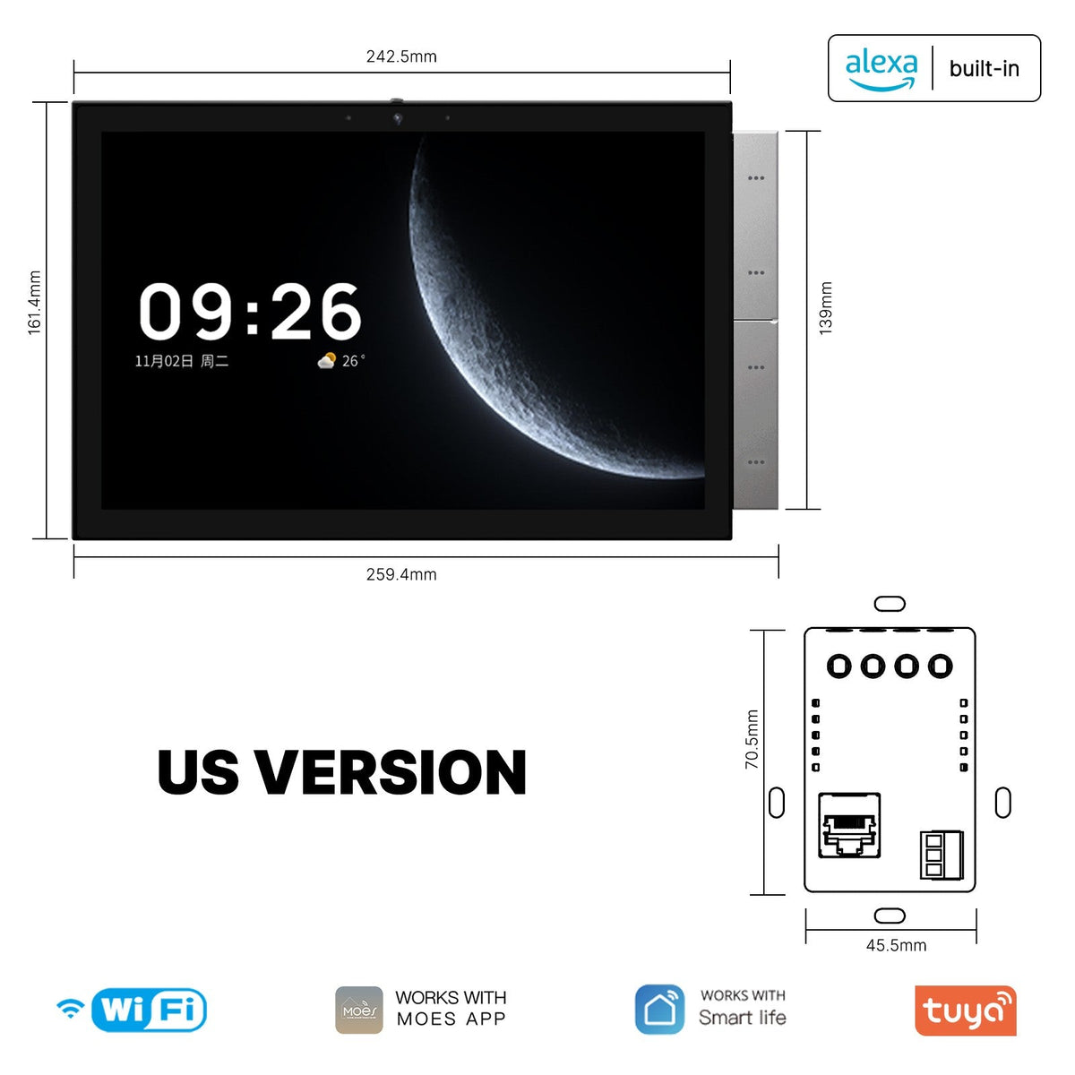 Tuya 10.1-Inch Smart Control Panel Max with Ble/Zigbee Gateway - MOES