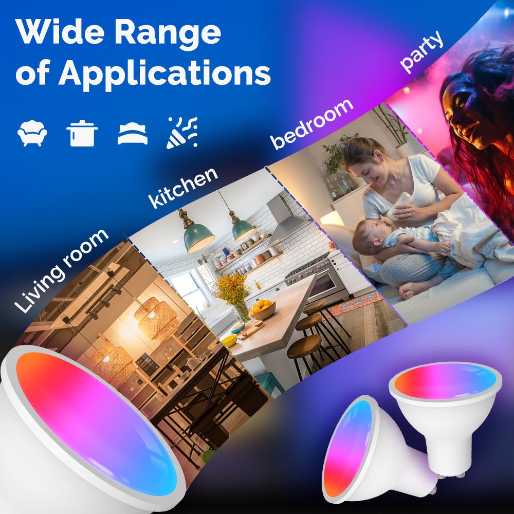 Tuya GU10 Matter WiFi Smart LED Bulb with Voice Control, Dimmable 5W Light 2700-6500K RGB Colors - MOES