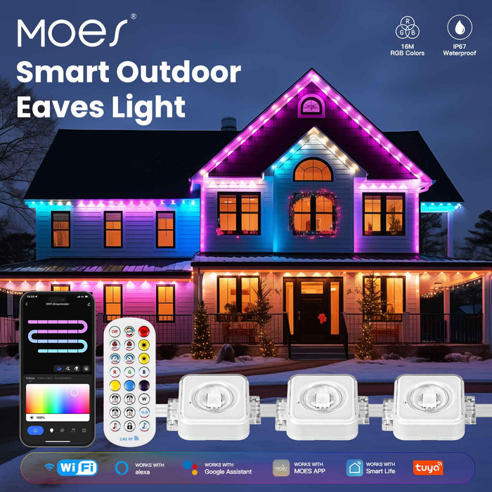 WiFi Smart Eaves String LED-Leuchten Outdoor IP67 wasserdicht 1600 Millionen RGB Farbe