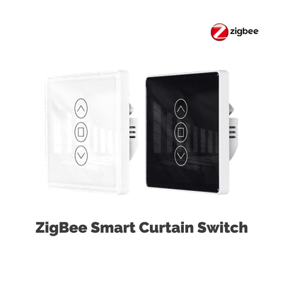 ZigBee Smart Curtain Switch 2.5D Support RF433 Arc Glass Touch Panel