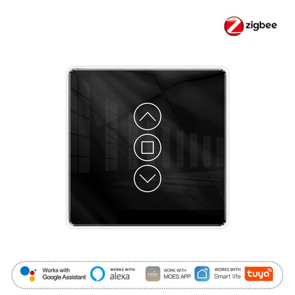 ZigBee Smart Curtain Switch 2.5D Support RF433 Arc Glass Touch Panel