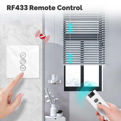 ZigBee Smart Curtain Switch 2.5D Support RF433 Arc Glass Touch Panel