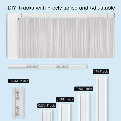 ZigBee Smart Electric Motorized Splicing Curtain Tracks System,Tuya Curtain Motor with DIY Track RF Remote - MOES