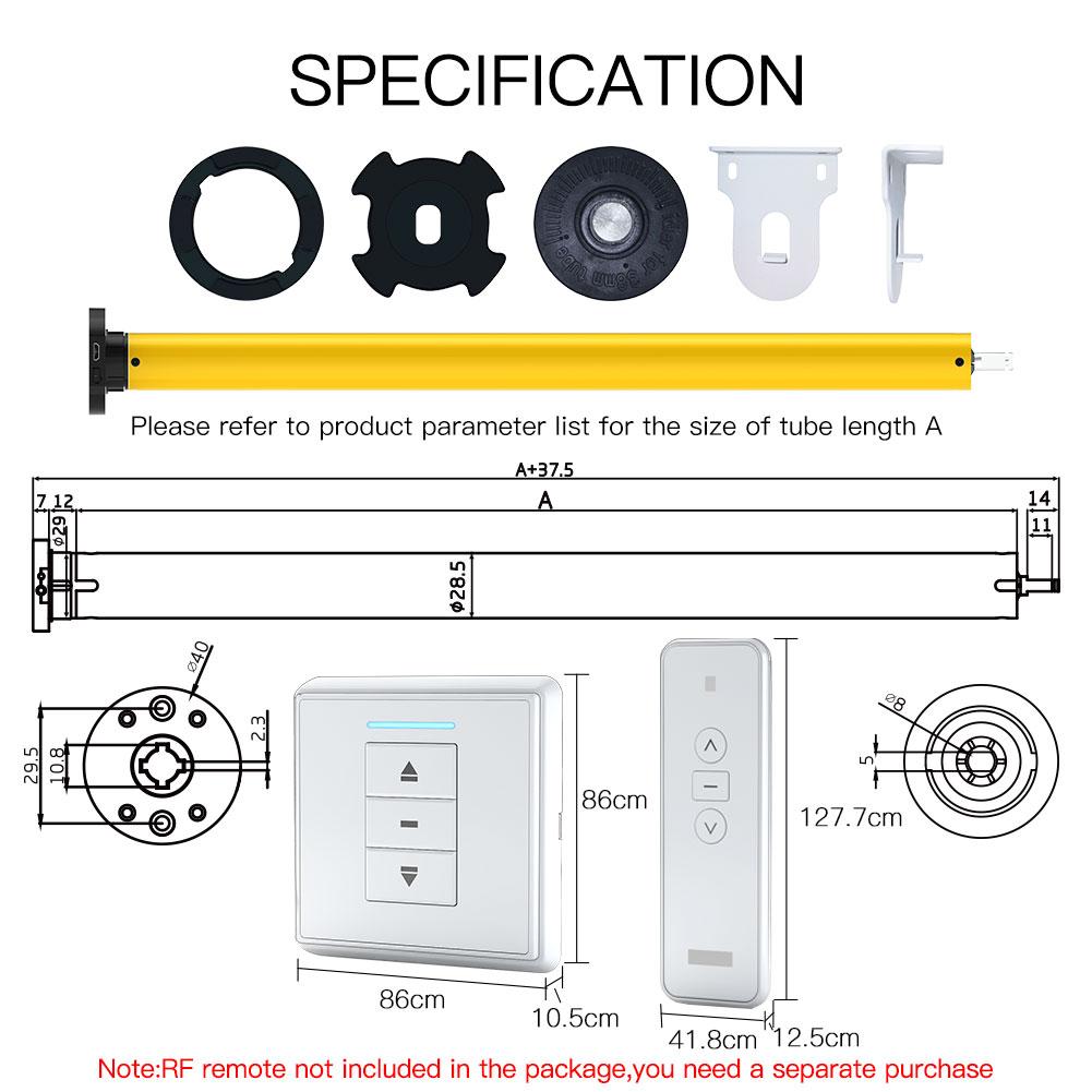 Automatic 25mm Smart ZigBee Tubular Roller Blinds Motor DC Lithium Battery Powered Energy Saving Built-in Receiver RF433 Remote Control for 38mm Tube Smart LifeTuya App Alexa Voice Control - Moes
