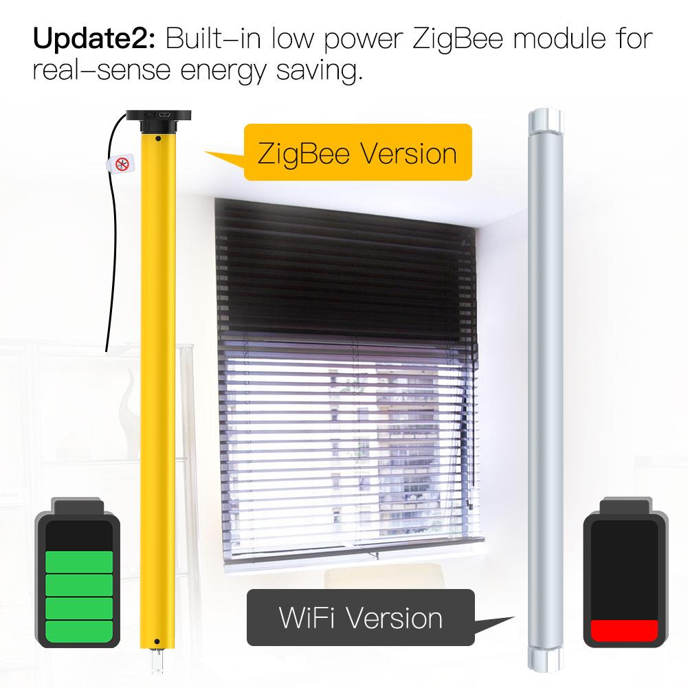 Automatic 25mm Smart ZigBee Tubular Roller Blinds Motor DC Lithium Battery Powered Energy Saving Built-in Receiver RF433 Remote Control for 38mm Tube Smart LifeTuya App Alexa Voice Control - Moes