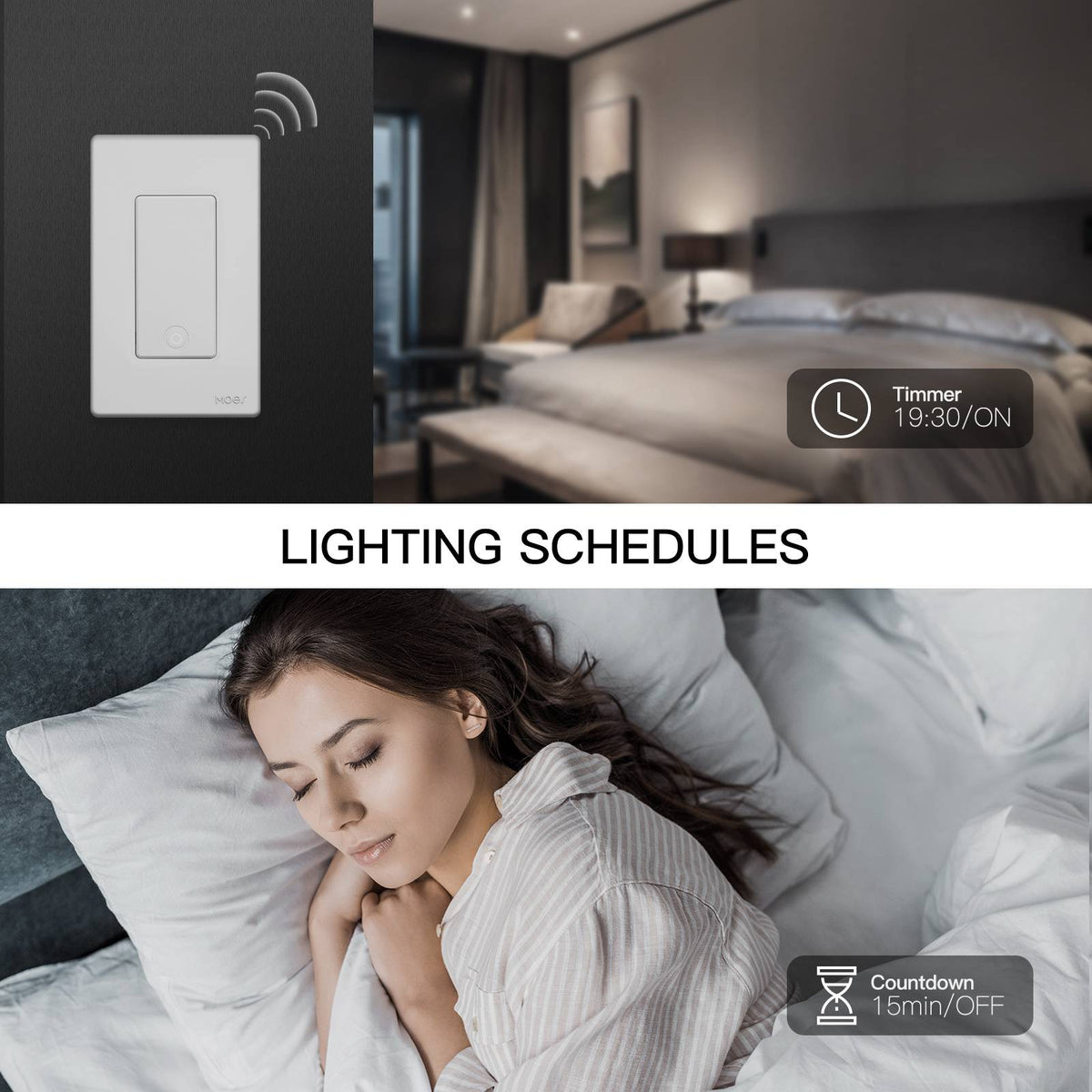 MOES Star Ring ZigBee Smart Light Switch Single Pole, No Neutral Required, No Capacitor - MOES
