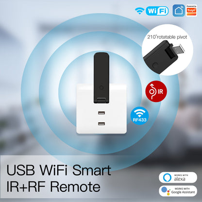 MOES Tuya Smart Infrared WiFi Remote Controller Wireless USB IR Controller 210°Rotate for IR TV Fan Switch Smart Home Automation Support Alexa Google Home - MOES