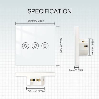 MOES WiFi Smart Light Dimmer Touch Panel Switch 1/2/3 Gang EU Version - MOES