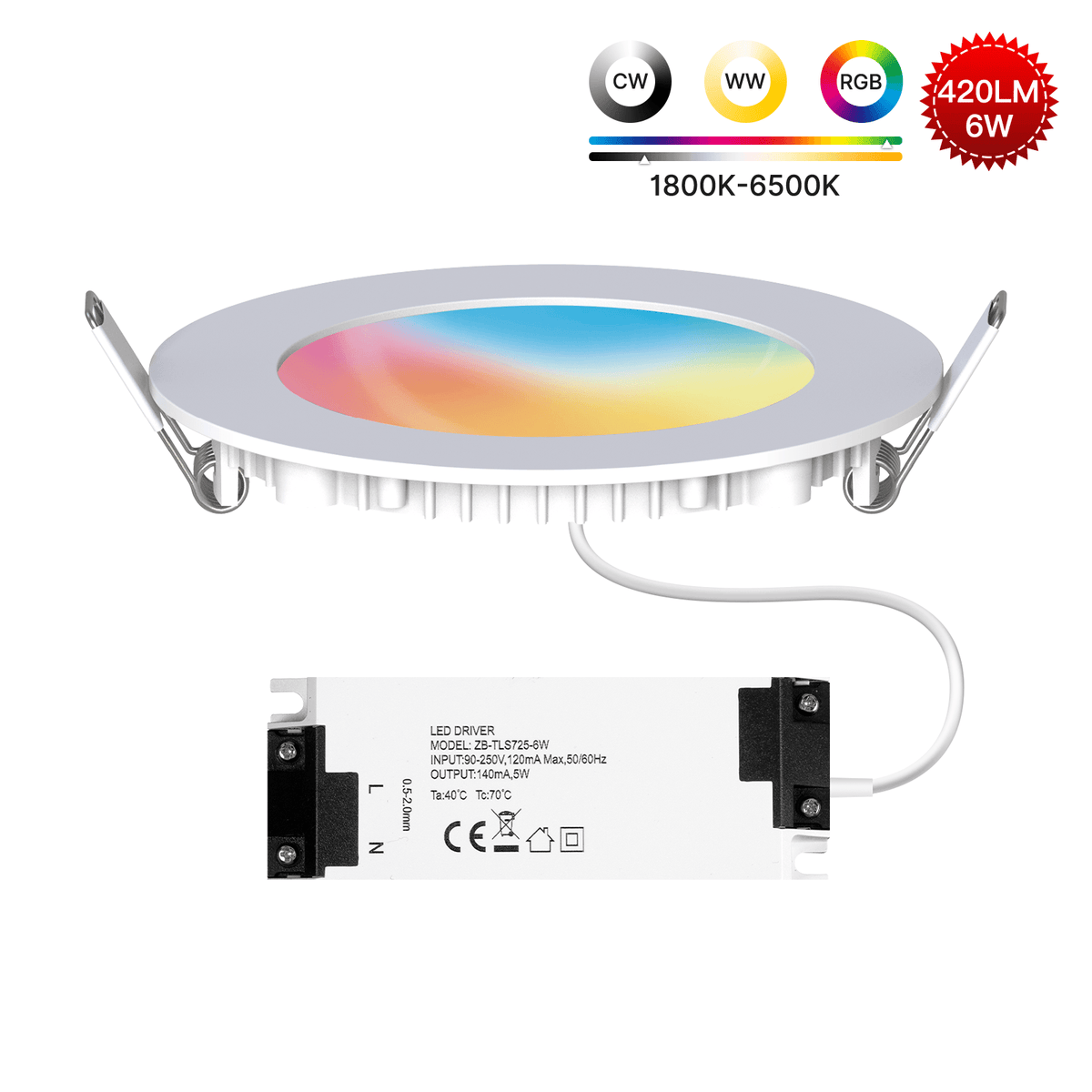 MOES ZigBee Downlight Tuya Dimming Spot lamp 6W RGB Change Warm Cool light - MOES