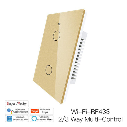 New Smart Glass Panel Switch Smart Life/Tuya App Multi-Control Association, Voice Control with Alexa,Google Home,1/2/3/4 Gang - Moes