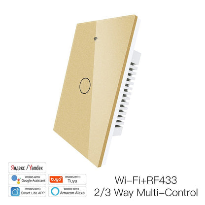New Smart Glass Panel Switch Smart Life/Tuya App Multi-Control Association, Voice Control with Alexa,Google Home,1/2/3/4 Gang - Moes